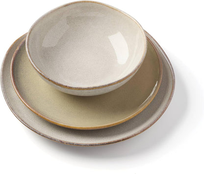 899208 Organic Shades Oatmeal 18-Piece Dinnerware Set, Service for 6