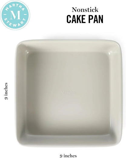 Gallen 9 Inch Square Nonstick Carbon Steel Cake Pan – Cool Grey, Durable Bakeware for Even Baking and Easy Release