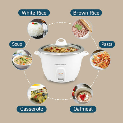 ERC-2020 Electric Rice Cooker with Stainless Steel Inner Pot Makes Soups, Stews, Grains, Cereals, Keep Warm Feature, 20 Cups Cooked (10 Cups Uncooked), White