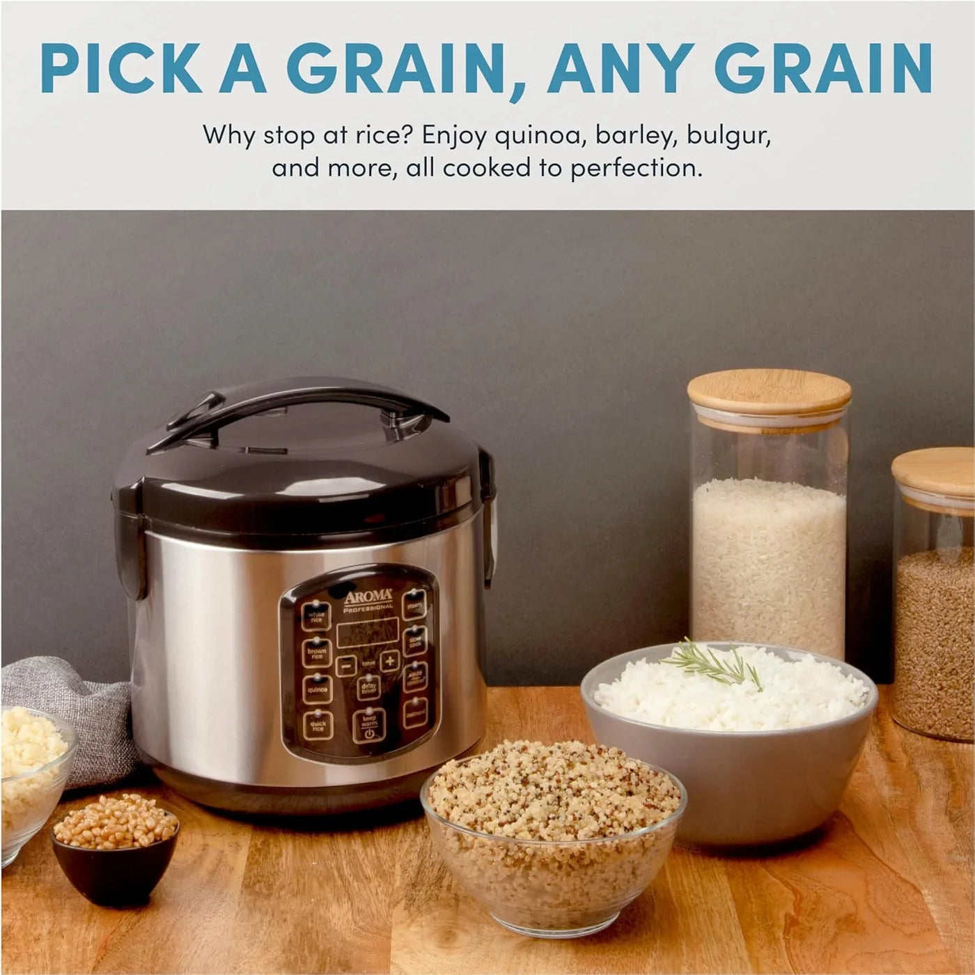 Professional Digital Rice Cooker, Multicooker, 4-Cup (Uncooked) / 8-Cup (Cooked), Steamer, Slow Cooker, Oatmeal Cooker, STS, Auto Keep Warm, 2 Qt, Stainless Steel Exterior, ARC-954SBD