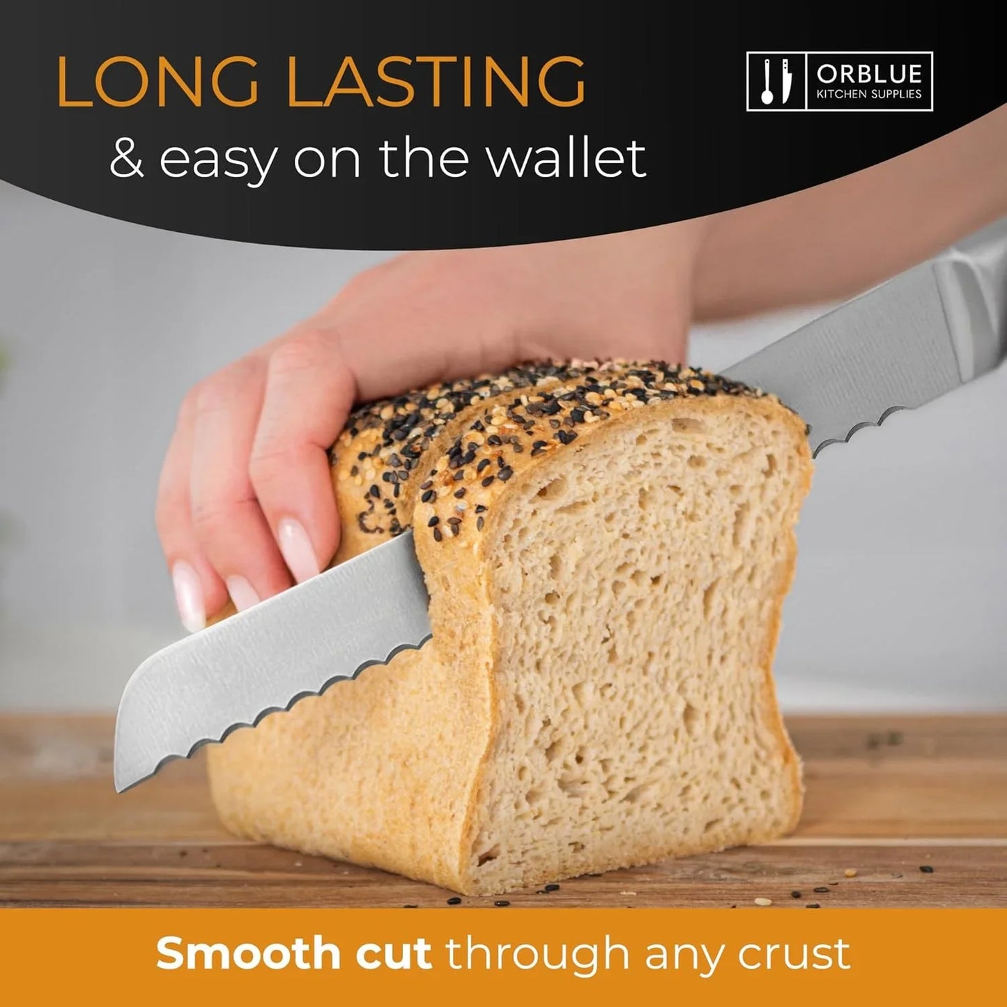 Serrated Bread Knife Ultra-Sharp Stainless Steel Professional Grade Bread Cutter - Cuts Thick Loaves Effortlessly - (8-Inch Blade with 5-Inch Handle), Blue