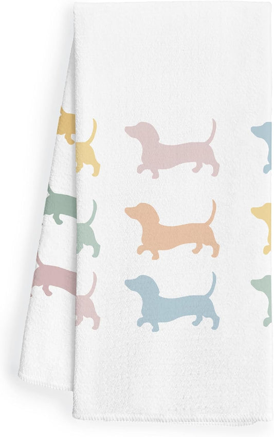 Wiener Dog Kitchen Hand Towels - Dachshund Tea Towels, Decor and Gifts for Women, Dog Mom - 1624 Inches