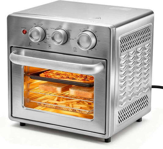 Air Fryer Toaster Oven Combo, 16.9QT Oven Countertop 5 Functions in 1, 4 Accessories Included, Stainless, up to 450°F