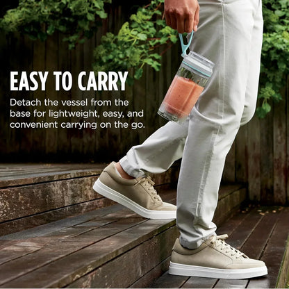 Portable blender cup with handle, easy to carry smoothie on the go, lightweight travel design