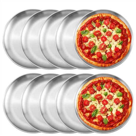 10 Pack 12 Inch Stainless Steel Pizza Pan, Non Stick Pizza Pans for Oven Baking, round Pizza Baking Trays Bulk