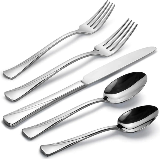 Alice 20-Piece Silverware Set Stainless Steel Flatware Set,Service for 4,Mirror Polished Cutlery Set,Dishwasher Safe