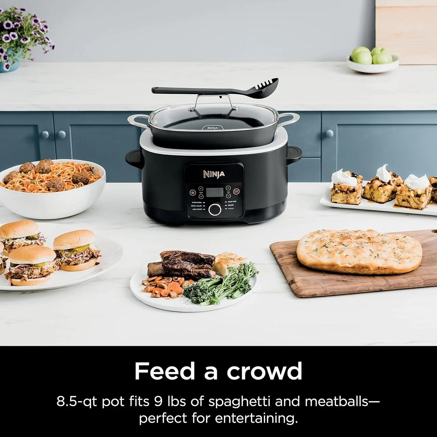 ® 12-In-1 Possiblecooker™ plus | 8.5-Qt - Sous Vide & Proof Multi-Cooker | Slow Cooker, Dutch Oven & More | Glass Lid & Integrated Spoon | Nonstick | Oven Safe Pot to 500°F | Black | MC1010