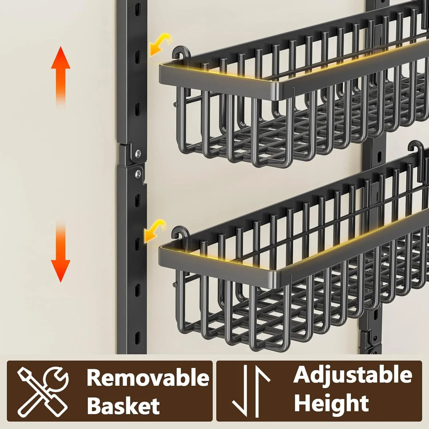 9 Tier over the Door Pantry Organizer, 2 in 1 Wall Mount or Hanging Spice Rack with Adjustable Basket, Seasoning Organizer and Storage for Kitchen Cabinet Closet Bathroom