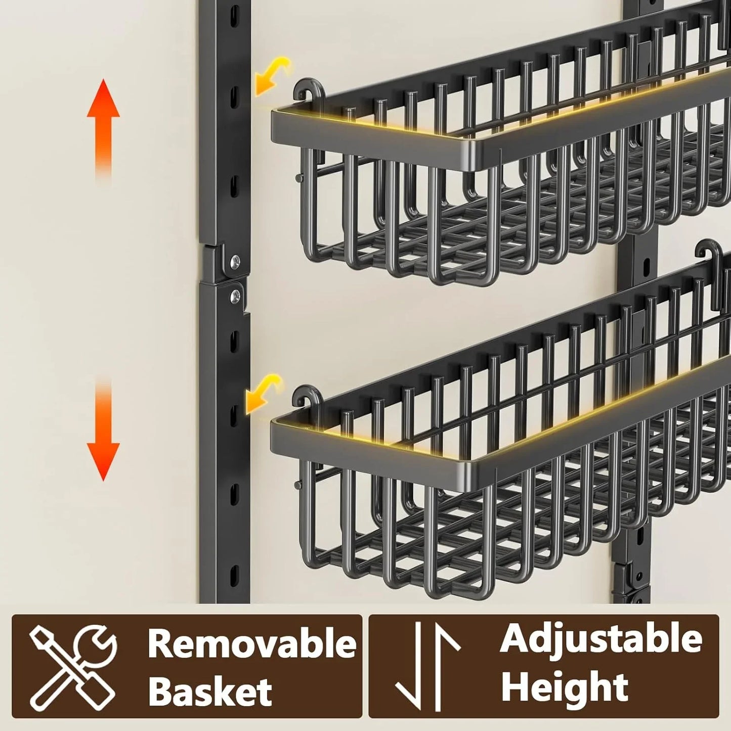 9 Tier over the Door Pantry Organizer, 2 in 1 Wall Mount or Hanging Spice Rack with Adjustable Basket, Seasoning Organizer and Storage for Kitchen Cabinet Closet Bathroom