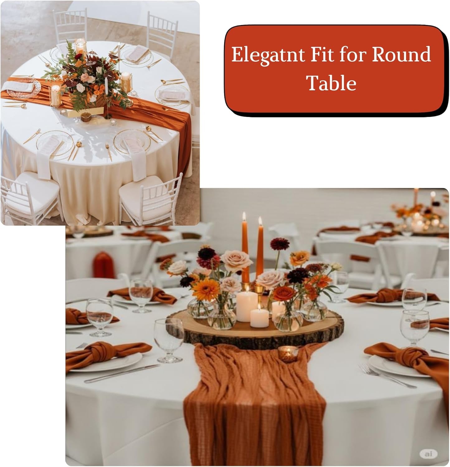 Cheesecloth Table Runner for Baby Shower Decor, Wedding Birthday Party Rustic Elegant Fabric Decor, Baby Shower Table Decoration (Terracotta, 4 Pack 35" X 120")
