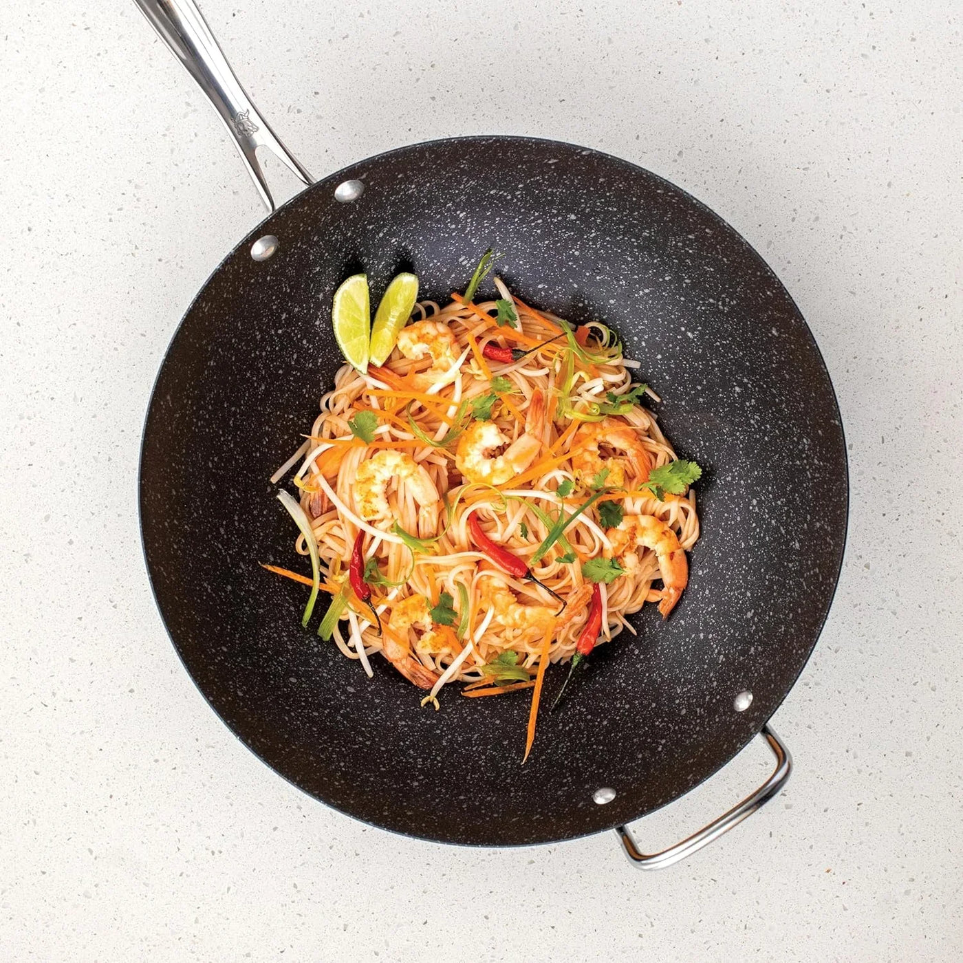 Basalt Aluminized Steel Spun Wok, 14-Inch, Ceramic Coating