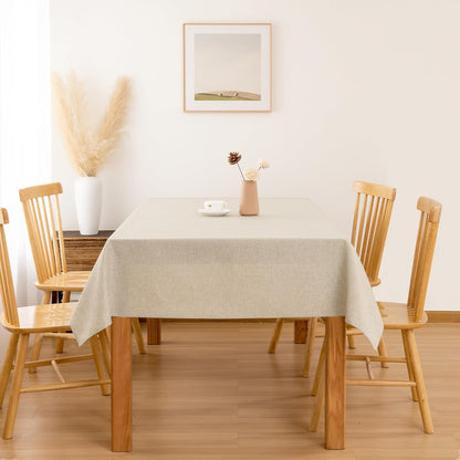 Faux Linen Polyester Rectangle Tablecloth - Wrinkle and Stain Resistant Washable Table Cloth for Kitchen Dining Room Holiday Table Cover for Party Dinner, Beige, 54 X 80 Inch