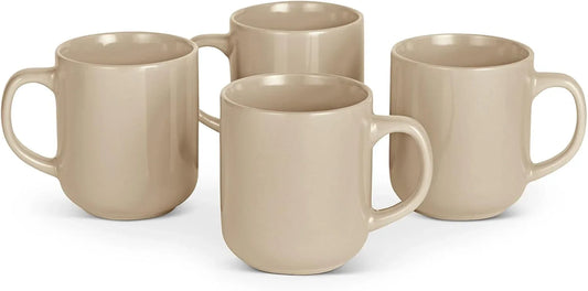 Ceramic Coffee Mugs, Ceramic 4-Piece Set, 16 Oz, Microwave and Dishwasher-Safe, Linen Gray