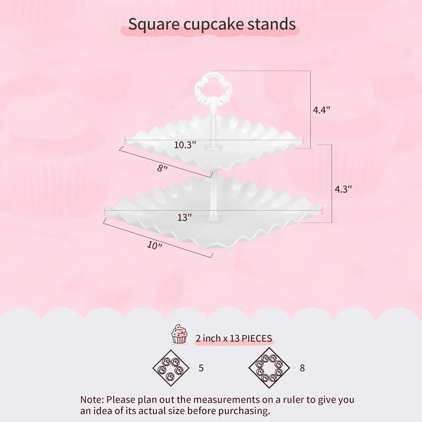 Pack of 10  Cake Stand Set, with 3 X Two-Tier and 3 X Three-Tier Cupcake Stands, 4 X Appetizer Trays, 1 X Tablecloth for Birthday Bridal Baby Shower Party (White)