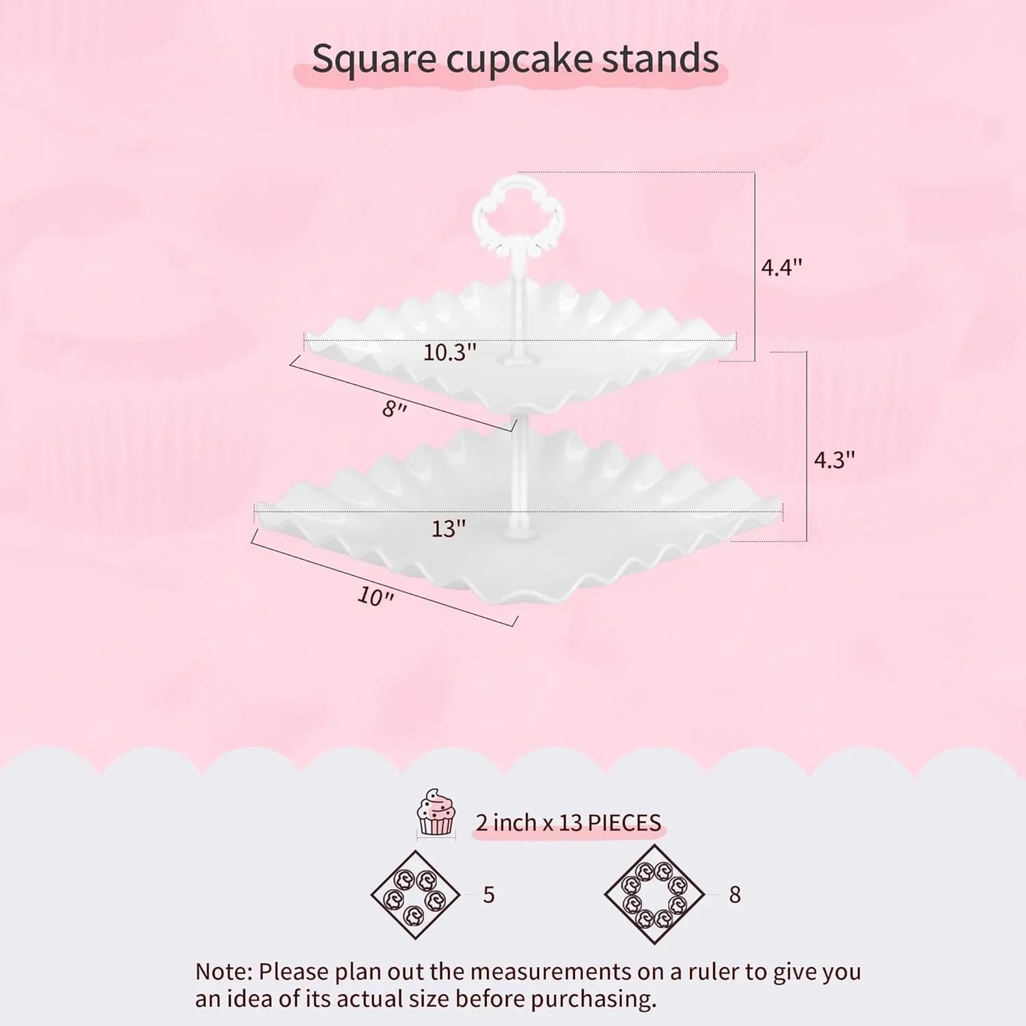 Pack of 10  Cake Stand Set, with 3 X Two-Tier and 3 X Three-Tier Cupcake Stands, 4 X Appetizer Trays, 1 X Tablecloth for Birthday Bridal Baby Shower Party (White)