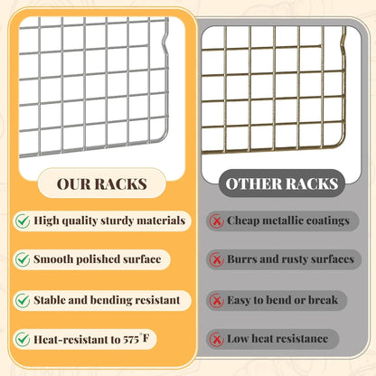 Cooling Racks for Cooking and Baking - 2 PCS 10" X 15" Grid Wire Baking Rack for Oven Cooking, Baking, Grilling, Roasting - Dishwasher Safe Bacon Rack - Fits Jelly Roll Cookie Sheet Pan