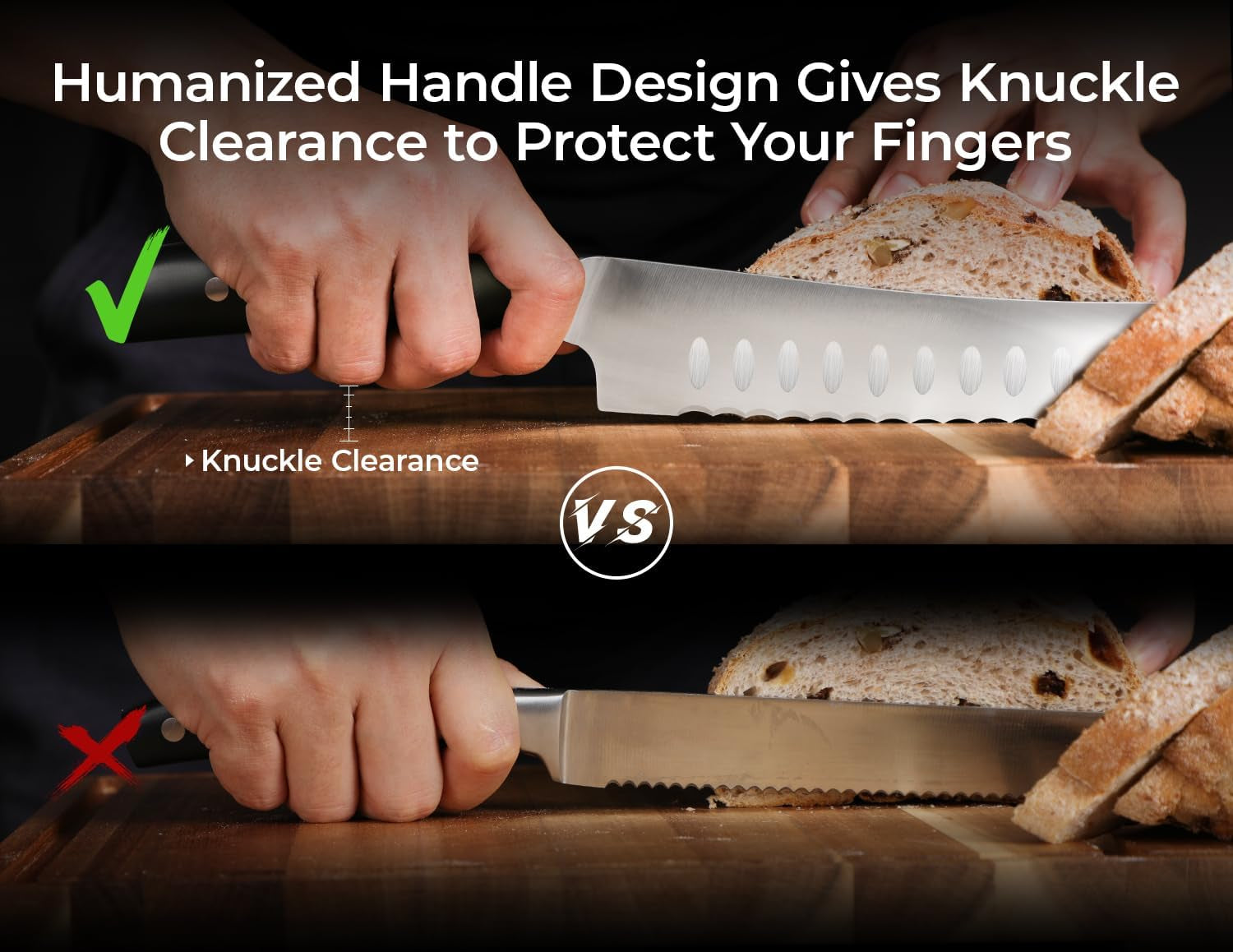 Resharpenable Bread Knife for Homemade Bread, 10 Inch Serrated Sourdough Knife with Offset Handle, Innovative Wavy Edge for Clean Slices Crusty Bread, Bagels, Pineapple & Tomatoes, Gift Box