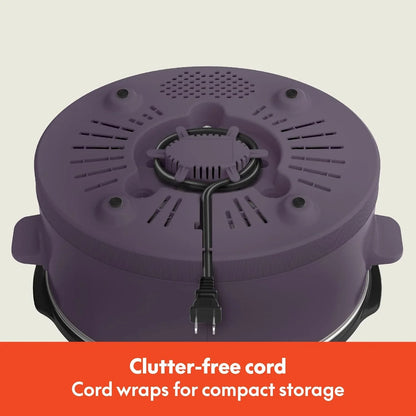 6.0 Qt Programmable Slow Cooker, Ceramic Nonstick Coating, Adjustable Temperature & Cooking Times, Dishwasher Safe Stoneware Pot & Tempered Glass Lid, Tangle Free Cord Wrap, Plum