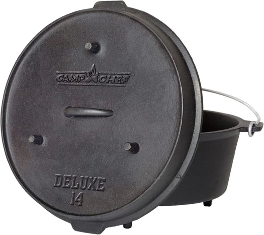 14-Inch Cast Iron Dutch Oven, Lid, and Lid Lifter ,Black/Cast Iron