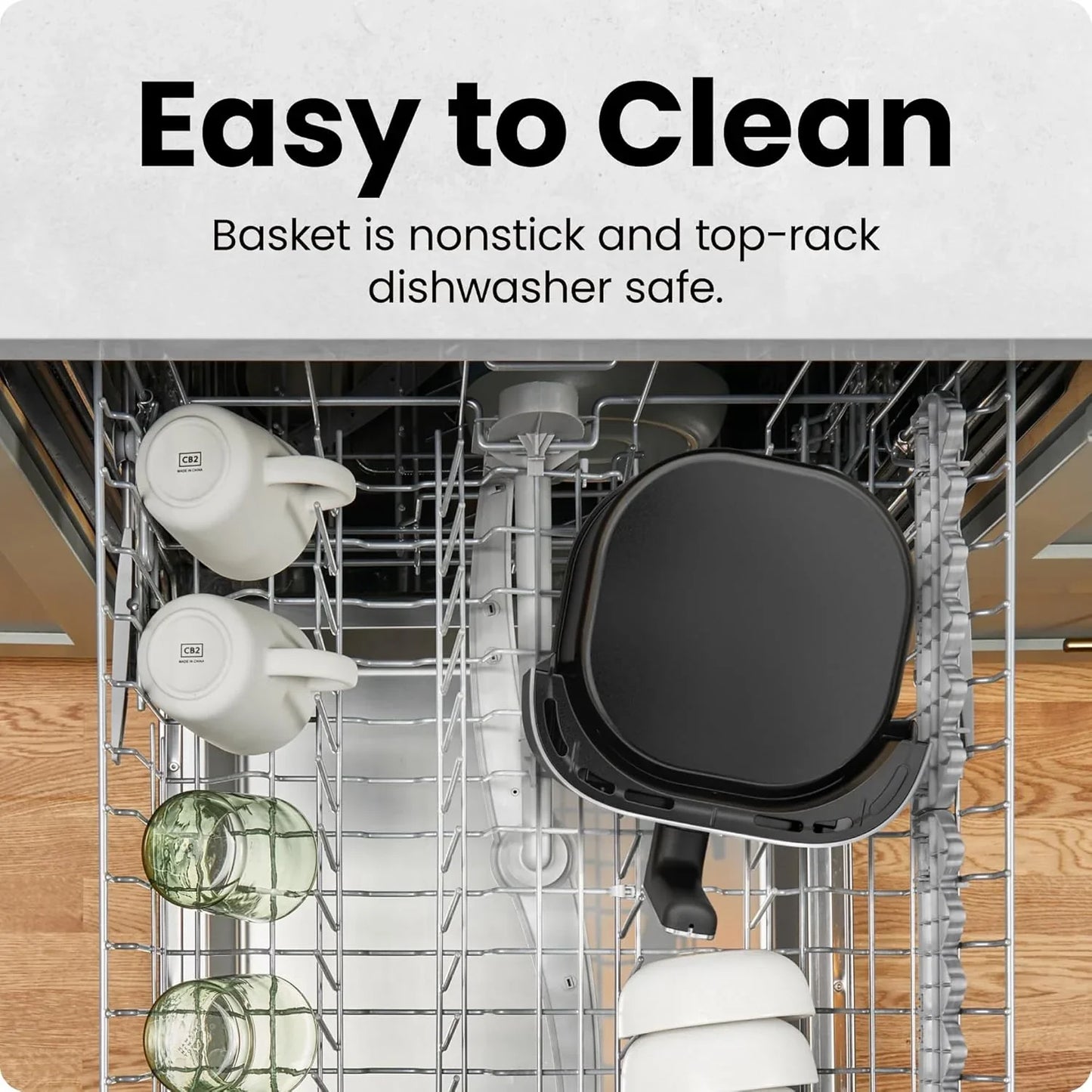 Air Fryer – 6 QT Compact Airfryer for Quick & Easy Meals in Minutes, Features Hi-Fry Technology for Extra Crisp, Touchscreen Controls with 4 Presets, Nonstick & Dishwasher Safe Basket - Black