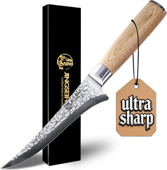 Fillet Knife for Fish and Meat, Lab Tested Ultra and Long-Lasting Sharp, VG-10 Core 67Layers Damascus Stainless Steel Fishing Filet Knife, Premium Forged for Filleting and Cleaning