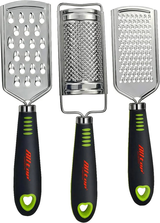 Food Graters for Cheese,Nutmeg,Potato,Ginger and Garlic,Cirtrus,Hand-Held Stainless Steel Zester for Kitchen - Pro Multi-Purpose Gadgets,Set of 3 Grinders