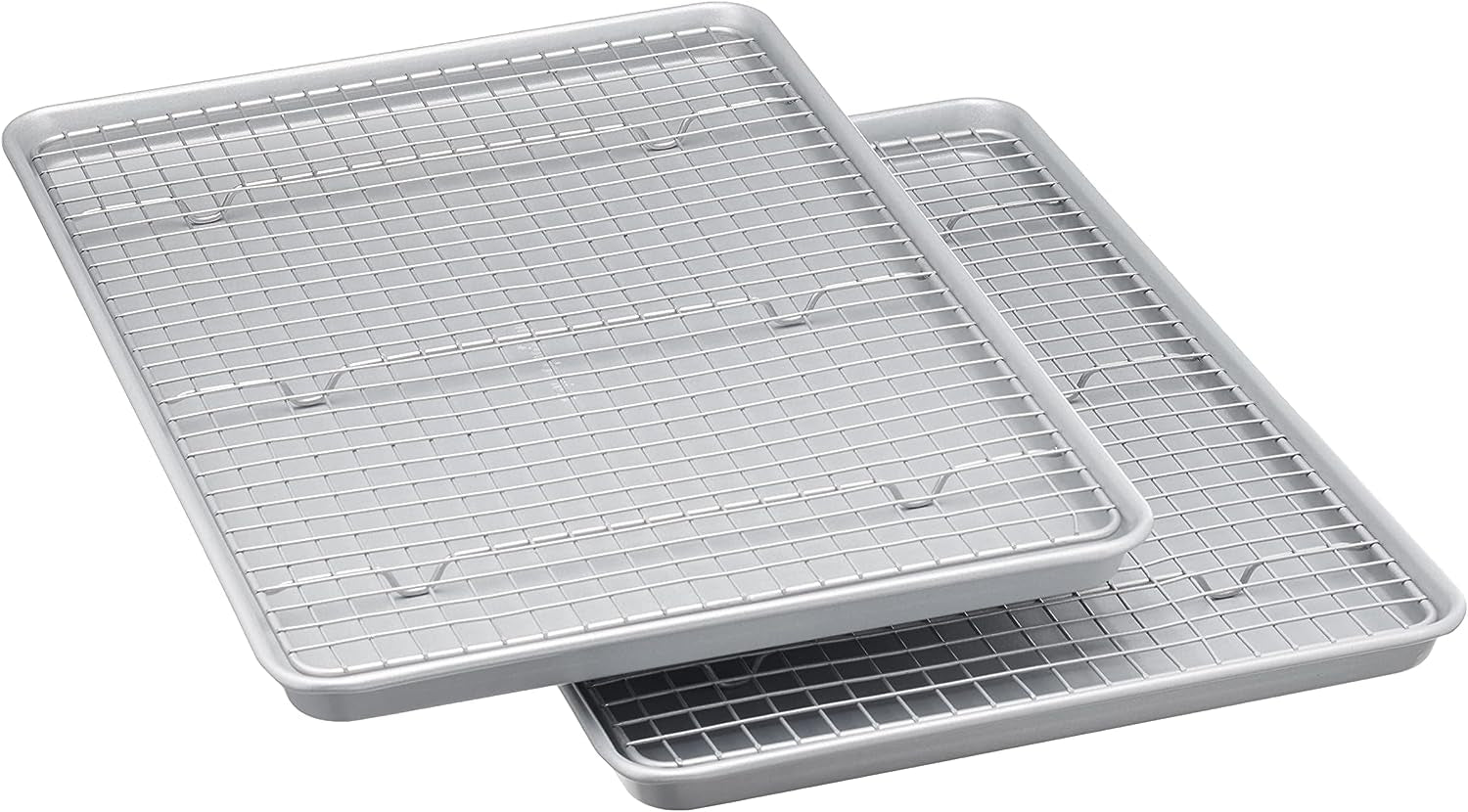 Ceramic Nonstick Baking Sheets & Cooling Rack Set, Dishwasher Safe, Oven Safe, Half Sheet Size, Gray, 2-Pack