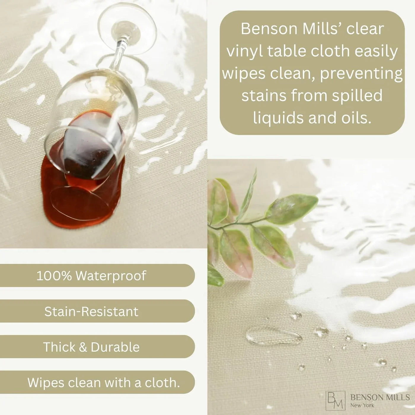 Heavy Duty Crystal Clear Plastic 100% Waterproof Tablecloth Protector, Vinyl PVC Table Cloth, Oil Spill Proof Wipe Clean Table Cover for Dining Tables (60" X 124" Rectangular/Oblong)