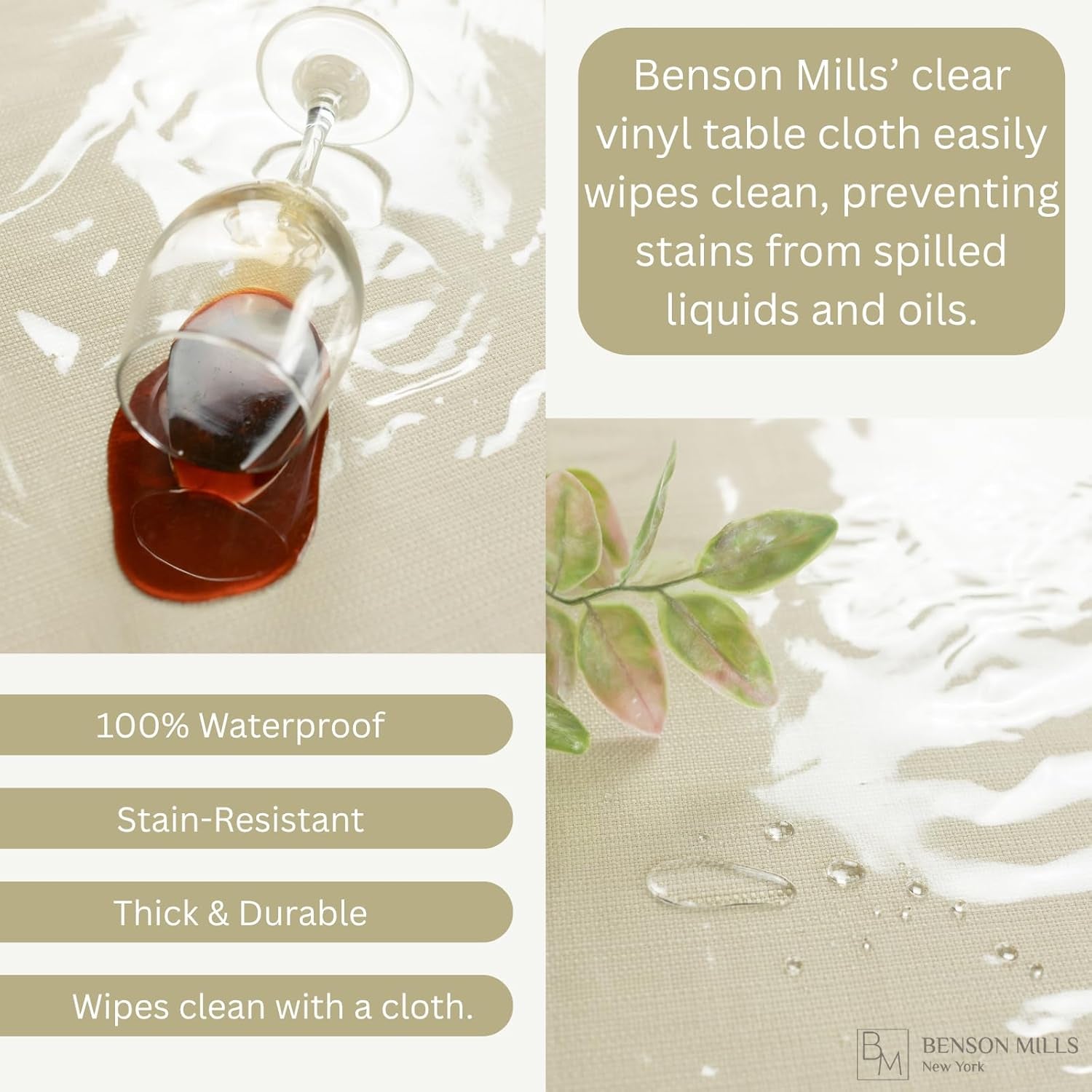 Heavy Duty Crystal Clear Plastic 100% Waterproof Tablecloth Protector, Vinyl PVC Table Cloth, Oil Spill Proof Wipe Clean Table Cover for Dining Tables (60" X 124" Rectangular/Oblong)