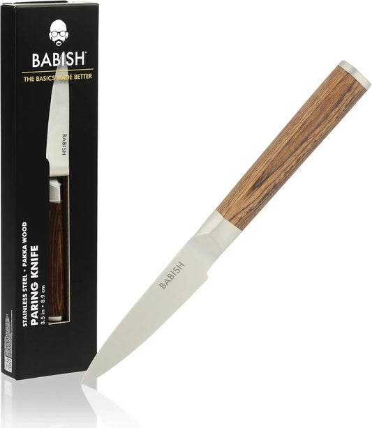 German 1.4116 Stainless Steel Paring Knife with Dark Pakka Wood Handle – 3.5-Inch Precision Kitchen Knife for Peeling, Trimming & Prep Work, Full-Tang Blade