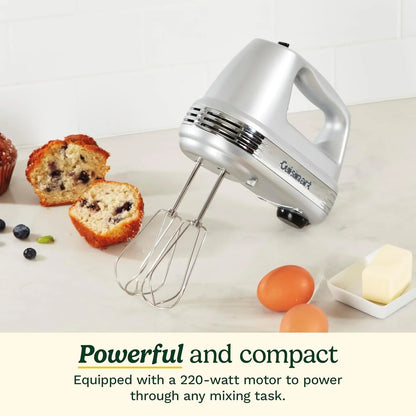 Power Advantage plus 9-Speed Hand Mixer, 220W Motor, Electric Mixer with Dishwasher-Safe Beaters, Storage Case, HM-90BCS, Brushed Chrome