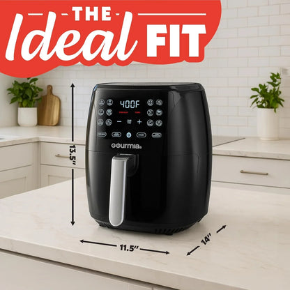 Air Fryer - 6 Qt Large Capacity, Fryforce 360º, Digital Display with 12 Presets, Roast, Bake, Broil, Dehydrate, Dishwasher Safe Accessories, Black
