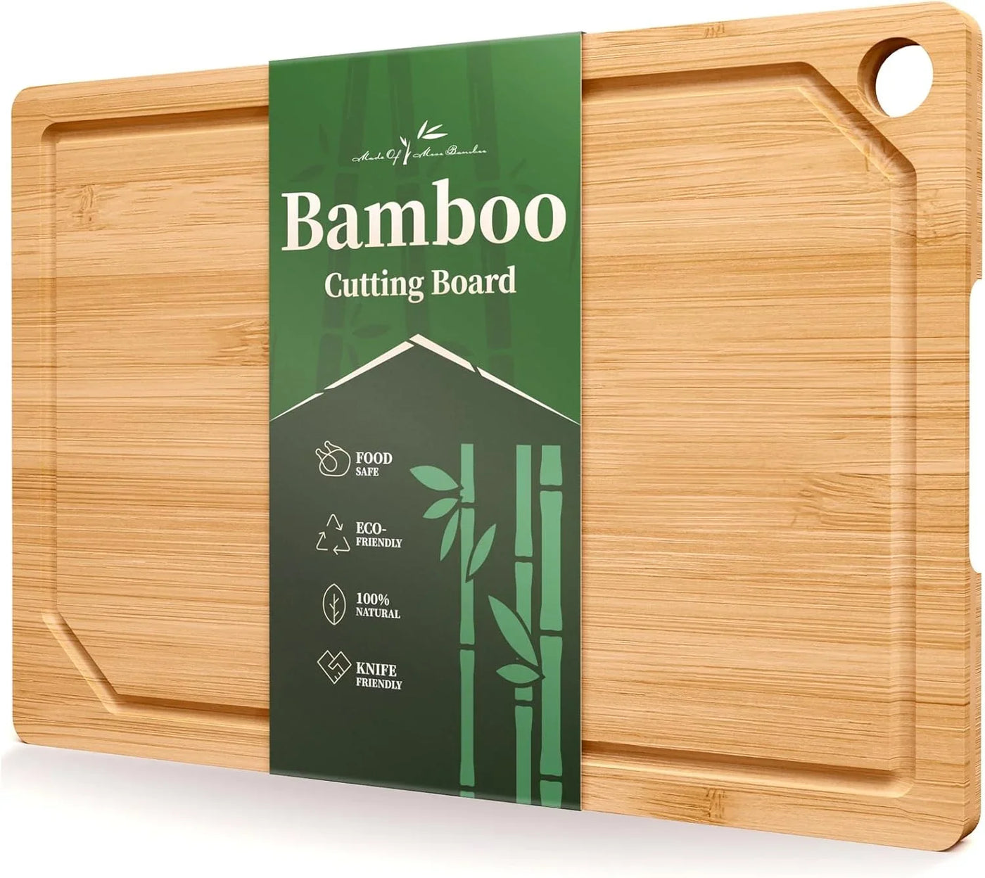 Bamboo Cutting Board - Multi-Sizes Wooden Cutting Boards for Kitchen, Convenient Kitchen Essentials with Deep Juice Grooves， Cutting Board for Chopping & Serving, Large, Natural
