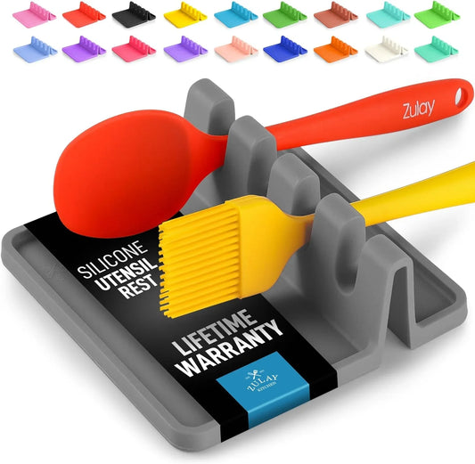 Spoon Rest for Multiple Utensils High Heat-Resistant Silicone Drip Pad, Bpa-Free Spoon Holder for Stove Top, Kitchen Gadget Holder for Ladles, Tongs, Cooking Spatula - Makes Great Gift
