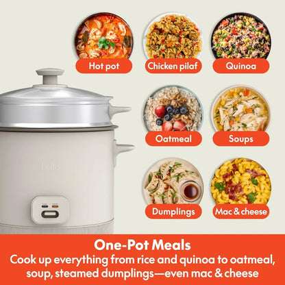16 Cup Rice Cooker with Steamer, Dishwasher Safe Steaming Basket, Rice Paddle and Measuring Cup, Removable Nonstick Cooking Bowl, Automatic Keep Warm Function​, 400 Watt, Oatmilk