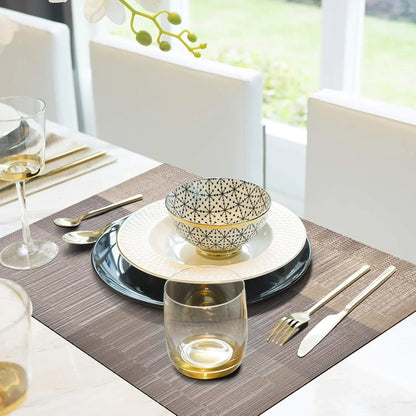 Placemats, Placemats Set of 6, Heat Resistant Place Mats, Washable PVC Table Mats, Woven Vinyl Plastic Placemats for Dining Table, Non-Slip Stain Resistant Kitchen Table Placemats Easy to Clean