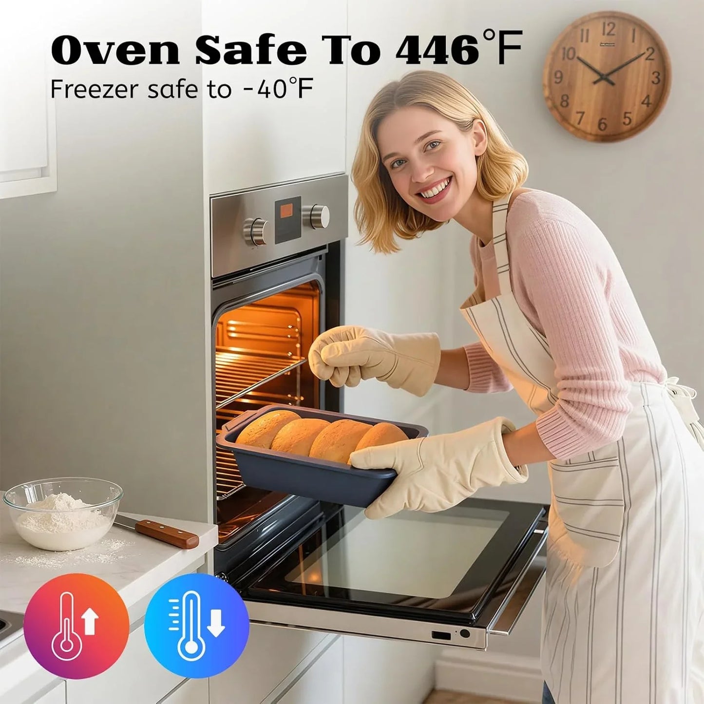 Bread Pan for Homemade Bread：9.5 X 5 Inch Silicone Loaf Pan for Baking with Metal Frame - Nonstick Banana Loaf Tin Tray for Sandwich Sourdough Pumpkin Sour Dough - for Oven Kitchen Home Bakers