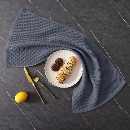 100% Cotton Kitchen Towels and Dishcloths Set, 12 X 12 Inches and 13 X 28 Inches, Set of 8 Bulk Kitchen Towels Set, Ultra Soft Absorbent Dish Cloths for Washing Dishes, Dark Grey