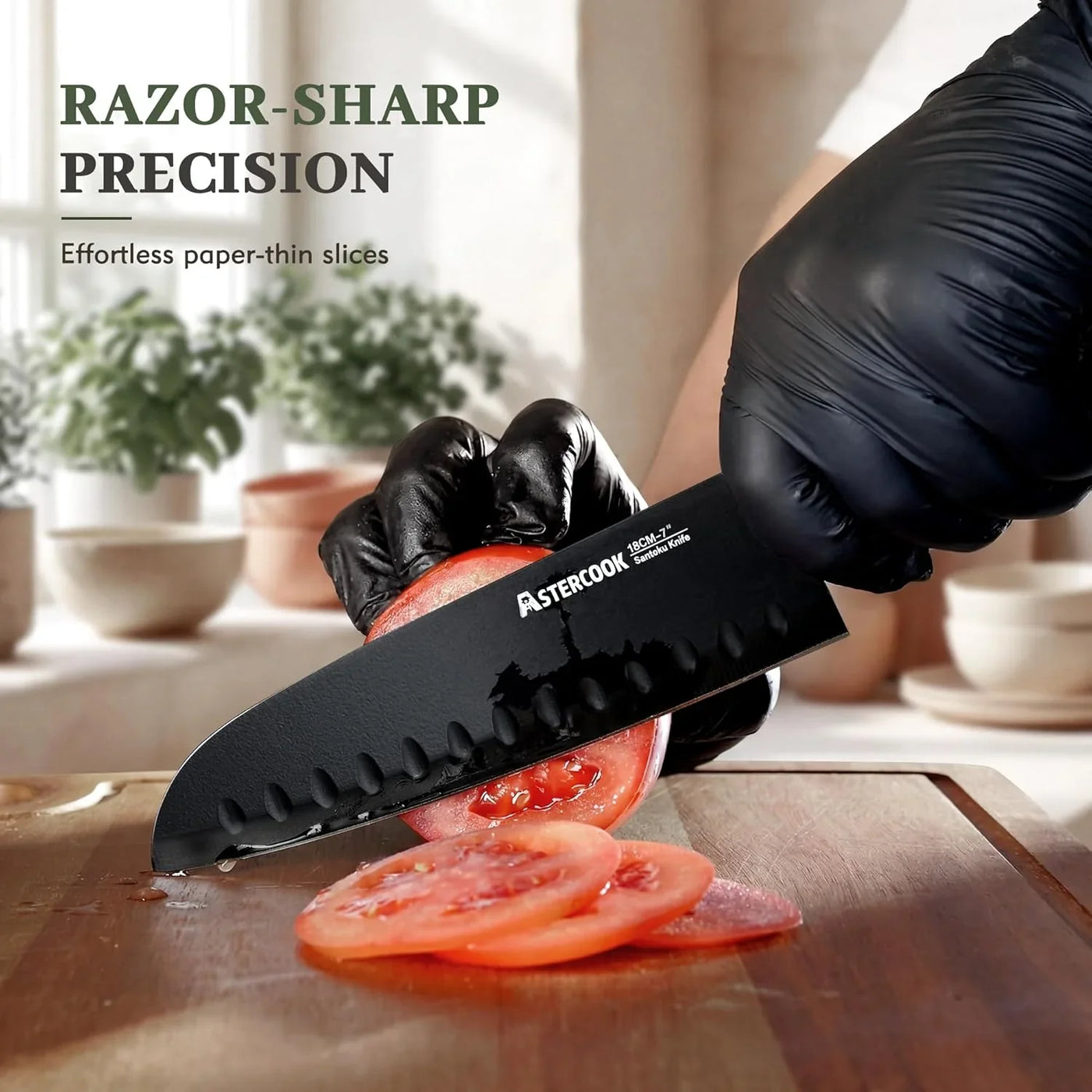 13-Piece Kitchen Knife Set with Black Anti-Rust Coating, Dishwasher Safe, Stainless Steel Chef Knives Set with 6 Blade Guards, Wood Grain Handle, Perfect Holiday & Housewarming Gifts
