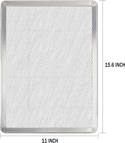 Pizza Screen 11 X 16 Inch 2 Pack Rectangular Aluminum Pizza Pan Restaurant-Grade Flatbread Screen Pizza Crisper Pan,Oven-Safe