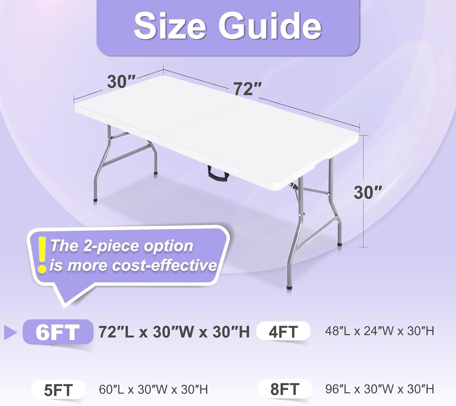 6 FT Black Spandex Table Cover Stretch Fitted Wrinkle Resistant Tablecloth Reuse for Rectangular Folding Table Patry Event Wedding Banquet Protector