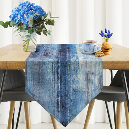 Blue and Grey Table Runner,Abstract Modern Art Burlap Table Runners for Table Dresser Runner Farmhouse Style for Dinner Party Holidays Home Decoration (Blue Grey, 13"X 71")