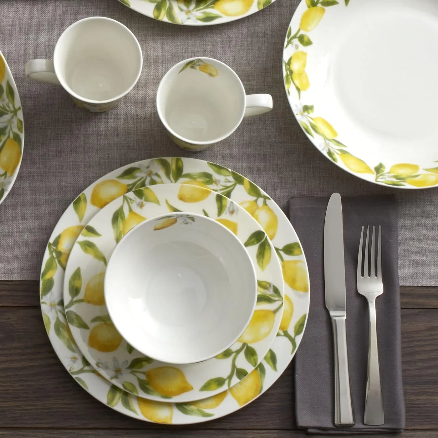 Lemons 16-Piece Dinnerware Set, Service for 4, Multicolor