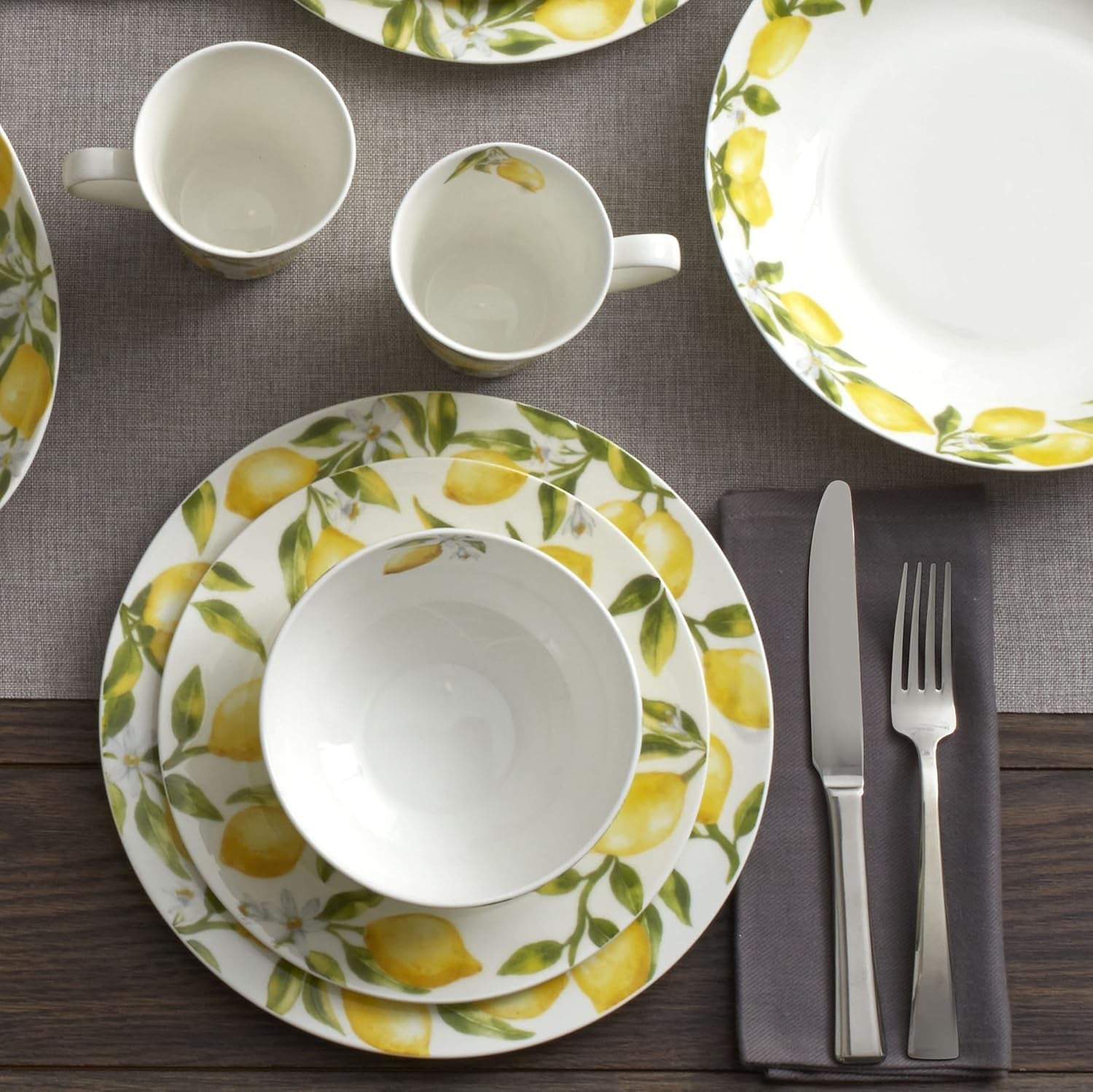 Lemons 16-Piece Dinnerware Set, Service for 4, Multicolor