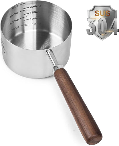 Dog-Cat Food-Scoop Measuring-Cup - 304 Stainless Steel Material.1-Cup Capacity. Precision Scale Measurements