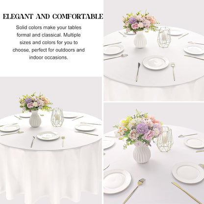 4 Pack round Tablecloth 90 Inch White Polyester Washable Decorative Fabric Table Covers for Wedding Dining Table Buffet Parties Banquet Decor