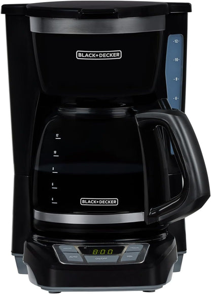 12-Cup Digital Coffee Maker, Programmable, Washable Basket Filter, Sneak-A-Cup, Auto Brew, Water Window, Keep Hot Plate, Black