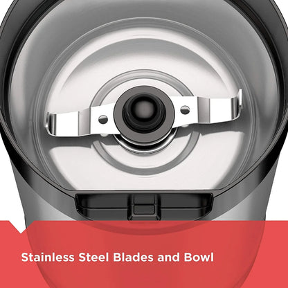 One Touch Coffee Grinder, 2/3 Cup Coffee Bean Capacity, Spice Grinder, One Touch Push-Button Control -150 Watts -Stainless Steel Blades