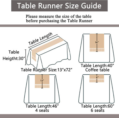 Burlap Boho Table Runner for Spring Home Decor 72 Inches Long, Brown Farmhouse Decor Rustic Small Macrame Woven Coffee Burlap Jute Table Runners for Summer Dining Dresser Scarf Table Decor