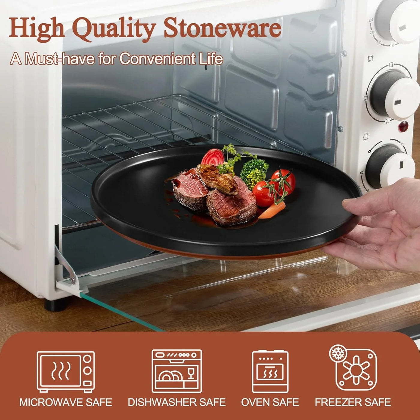 12 Pieces Porcelain Dinnerware Sets, Premium Plates and Bowls Set, High-Fired Ceramic Dishes Set for 4, Chip & Scratch Resistant, Microwave Dishwasher Safe, Charcoal Black